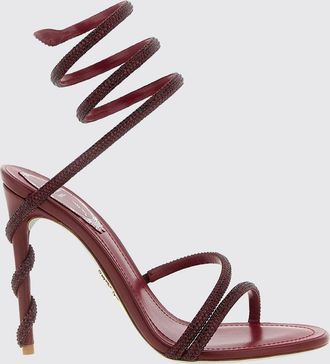 Rene Caovilla Sandali alti Margot in raso con cinturino snake e strass