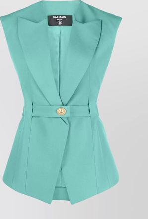 Balmain wool jacket with belted waist and peak lapels