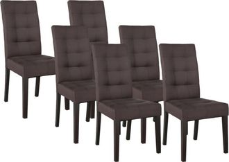 Vente-Unique Lotto di 6 sedie in Tessuto marrone e Gambe legno scuro - VILLOSA