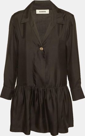Sandro Black Silk Pleated Mini Dress