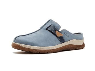 Clarks Orlene Clogs Womens Flat Shoes Denim Blue Nubuck : 8.5 B - Medium, Leather
