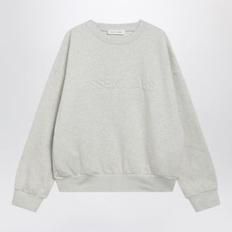 Fear of God Light Grey M&eacute;lange Crewneck Sweatshirt With Logo