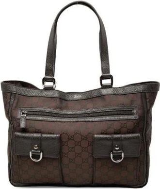 Gucci Pre-owned Tote Bags, female, Brown, Size: ONE SIZE Pre-owned Nylon Tote