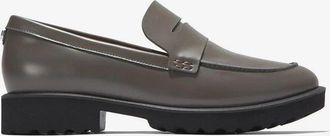Cole Haan Mens Cole Haan Geneva W29787 Flat Gray Leather Penny Loafer Shoes HTAT531