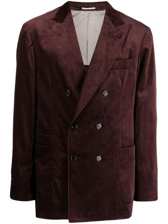 Brunello Cucinelli Sea Island double-breasted corduroy blazer - men - Cupro/Cotton - 48 - Purple