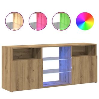 Berkfield Home TV Cabinet with LED Lights Artisian Oak 120x30x50 cm Engineered Wood in Brown | Size: 120 x 30 x 50 cm