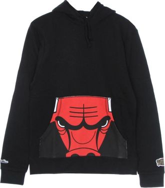Mitchell & Ness Chicago Bulls Cropped Logo Hoodie - Heren - Hoodies - Zwart - S - Katoen - Hoodies & sweatvesten