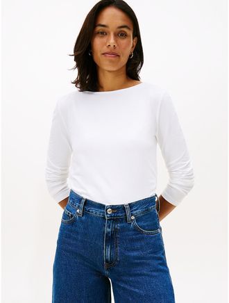 Tommy Hilfiger Womens Lightweight Boatneck T-Shirt - White - XXL