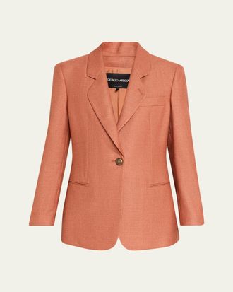 Giorgio Armani Silk-Wool Single-Breasted Blazer Jacket