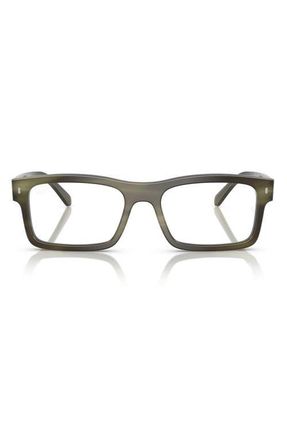 Ray-Ban 54mm Rectangular Optical Glasses in Green Havana at Nordstrom