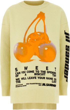 Jil Sander Stijlvolle Truien - Dames - Ronde hals truien - Geel - S - Wol - Truien & Vesten