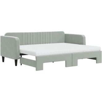 vidaXL Vidaxl - Sof&aacute; Cama Nido Con Colch&oacute;n Terciopelo Gris Claro 80x200 Cm