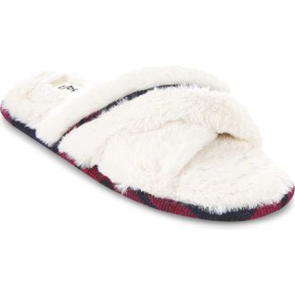 Floopi Morgan Faux Fur Crossband Slipper in Beige at Nordstrom Rack, Size Medium