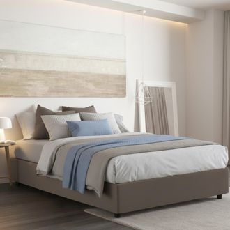 Dmora Dmora - Cama Matrimonial Dast, Cama Contenedor Con Tapizado En Ecopiel, 100% Made In Italy, Apertura Frontal, Con Colch&oacute;n Cm 160x200 Incluido, T&oacute;rtola