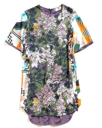 Msgm Multi-Print Silk Twill Shift Dress Size XS