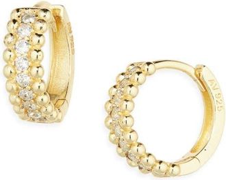 Argento Vivo Beaded Cubic Zirconia Hoop Earrings in Gold at Nordstrom