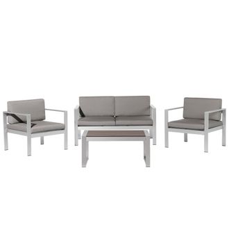Beliani Conjunto De Jard&iacute;n De Madera Sint&eacute;tica Gris Oscuro 4 Piezas 2 Sillas Y Mesa De Caf&eacute; Salerno