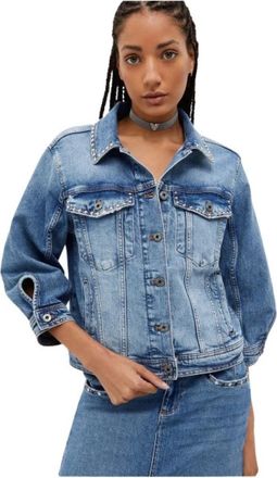 Liu Jo Studded Denim Jacket met 3/4 Mouwen - Dames - Spijkerjassen - Blauw - S - Denim - Jassen