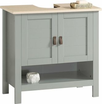 SoBuy Mobile sottolavabo con anta scorrevole Mobile bagno Mobile lavabo Grigio chiaro 60x30x60cm BZR69-HG Sobuy