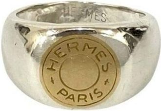 Herm&egrave;s Gold Silver Gold (18K) Silver 925 Band Ring (Pre-Owned)