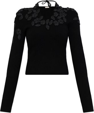 Cult Gaia Top con ricamo a fiori - Nero