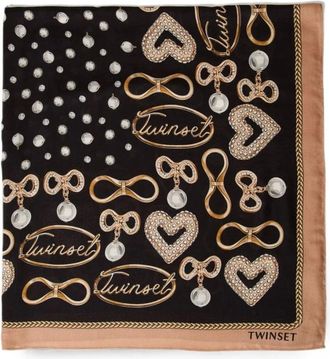 Twinset Accessoires, Dames, Veelkleurig, ONE Size, Kefiah met juwelenprint