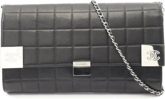 Chanel Borsa a tracolla Chocolate Bar CC in pelle di agnello 2000-2002 - Nero