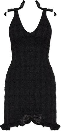 Alessandra Rich Check Tweed Boucl&eacute; Mini Jurk Met Strikken - Dames - Korte kleedjes - Zwart - 2XS - Tweed - Kleedjes