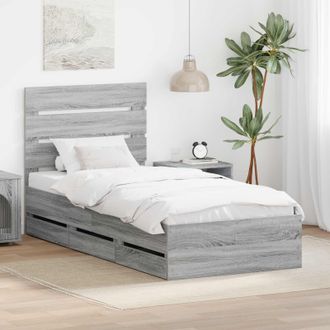 vidaXL Struttura Del Letto Con Cassetto Grigio Sonoma 90 X 190 Cm Vidaxl