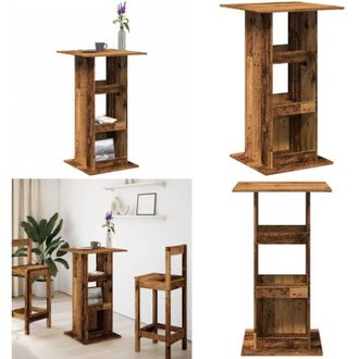 vidaXL Tavolo Bar Portaoggetti Legno Antico 60x60x102cm in Multistrato - Tavolo da bar - Mobile bar