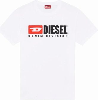Diesel Mens T-BOX Embroidered Logo Cotton White T-Shirt - Size: 42