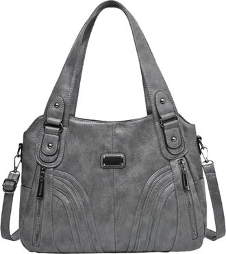 Generic PU Leather Shoulder Bag Fashion Crossbody Bag Large Tote Bags for Women (Grey)