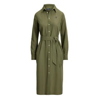 Polo Ralph Lauren Cotton-Linen Belted Shirtdress - female - Polo Ralph Lauren - Shirt Dresses - Green - M - Dresses