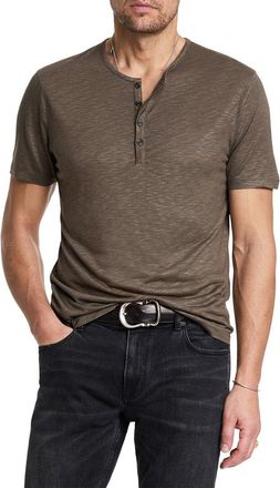 John Varvatos Mott Regular Fit Linen Henley Tee