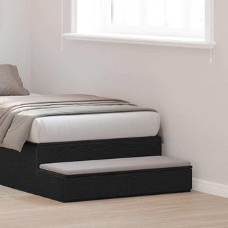 vidaXL Vidaxl Cassetti Per Letto Rovere Nero 80 X 36,5 X 16,5 Cm