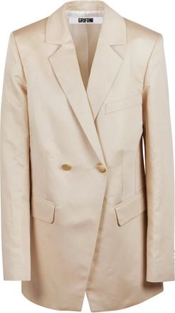 Mauro Grifoni Stijlvolle Denim Jeans - Dames - Blazers - Beige - S - Denim - Jassen