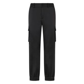 Philipp Plein Broeken, Dames, Zwart, XS, Satijn, Satijnen Cargo Fit Broek met Trekkoord