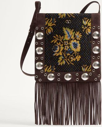 Valentino Garavani Borsa A Spalla Valentino Garavani Nellc&ocirc;te In Tessuto Jacquard Con Frange Uomo MULTICOLOR/TESTA DI MORO UNI