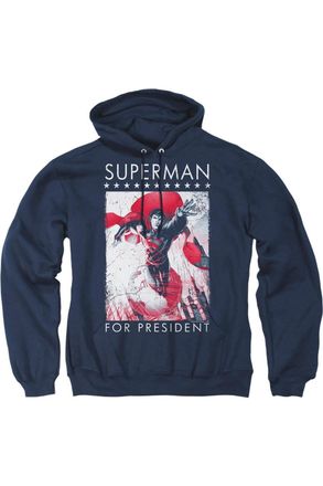Gildan Superman Superman For President Adult Pull Over Hoodie / Hooded Sweatshirt