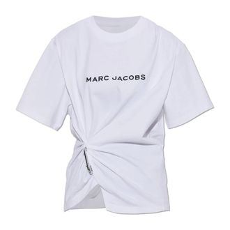 Marc Jacobs T-Shirts, female, White, Size: XS Draped T-Shirt With Appliqu&eacute;