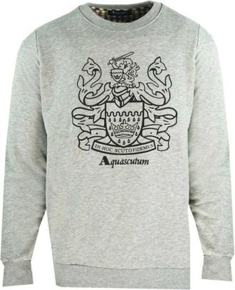 Aquascutum Mens Crest Crew Neck Sweatshirt (Grey) Cotton - Size Medium