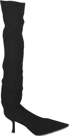 Rene Caovilla Elegante Platte Schoenen - Dames - Over de knie laarzen - Zwart - 37 1/2 EU - Schoenen