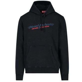 Diesel Heren Industry Denim Division Logo Hoodie (Zwart)