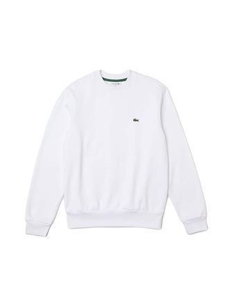 Lacoste Mens Sweatshirt with Original Crocodile Logo - White Cotton - Size Small