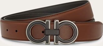 Ferragamo Men Reversible and adjustable Gancini belt Brown
