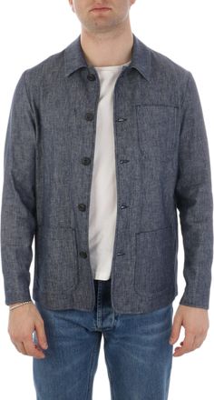 Altea Blue Textured Fabric Button-Up Jacket