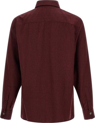 Brunello Cucinelli Virgin Wool Flannel Overshirt - Burgundy