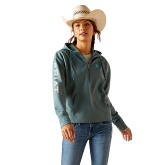 Ariat Womens Tek Hoodie 1/2 Zip Long Sleeve in North Atlantic, Size Small, by Ariat