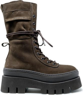 Copenhagen Nabuc Chocolate Lace Up Mid Boots