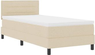 vidaXL Box Spring Bed with Mattress Cream 90 x 190 cm Fabric vidaXL